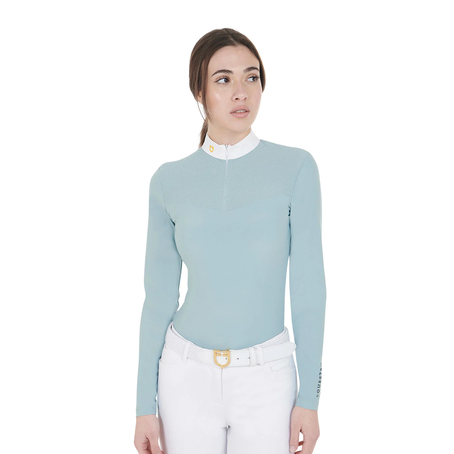 Equestro Women's Competition Polo Shirt In Technical And Mesh Fabric - Image 7