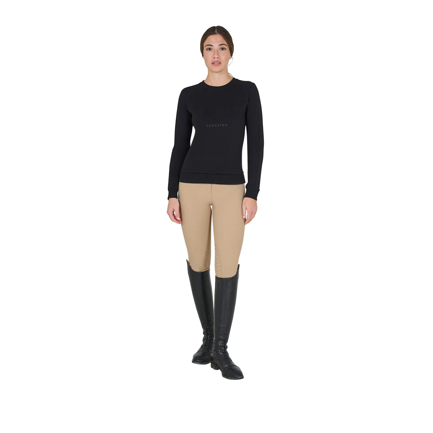 Equestro Women's Crewneck Sweatshirt With Printed Logo - Image 4