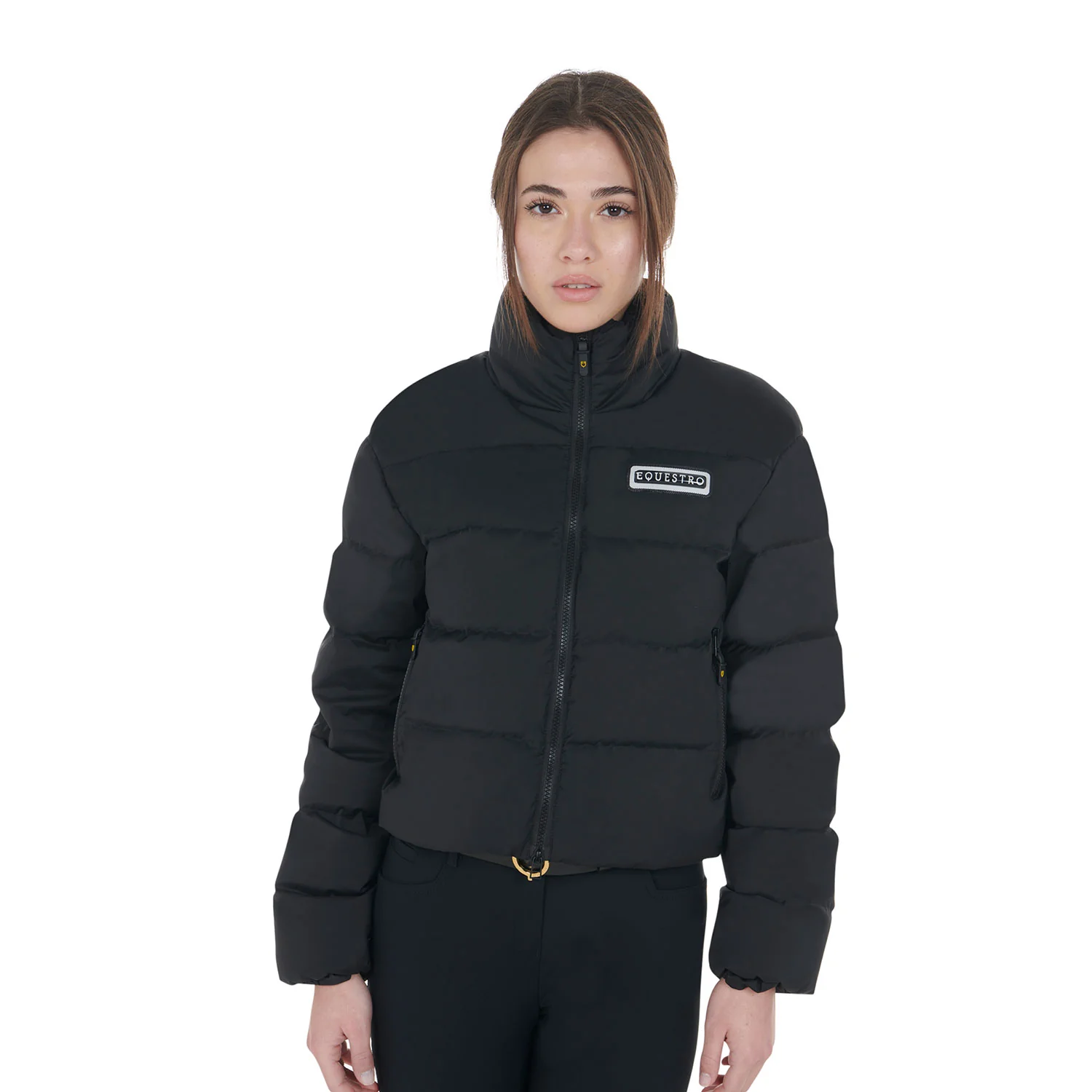 Equestro Women's Cropped Down Jacket Stretch Fabric