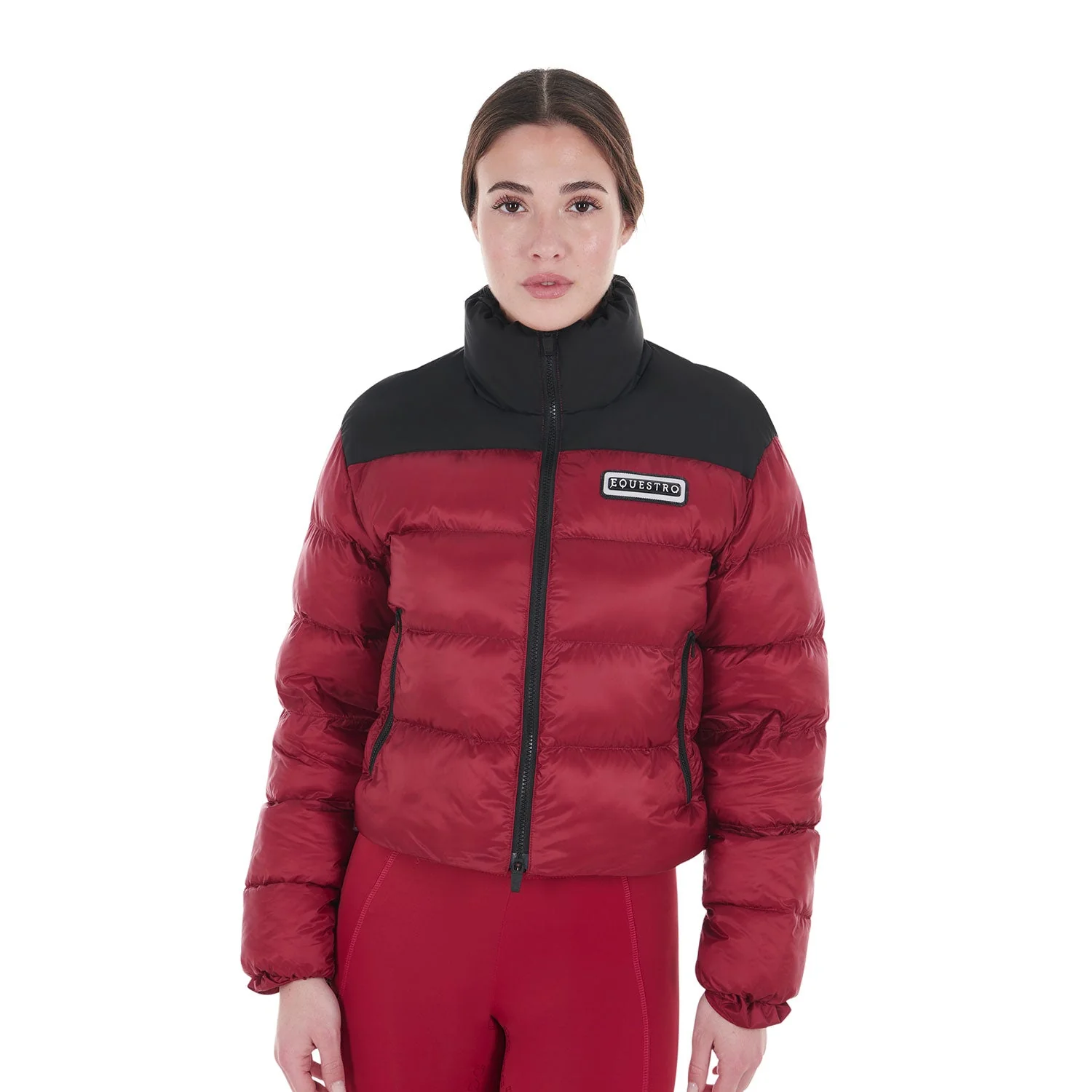 Equestro Women's Cropped Down Jacket Stretch Fabric - Image 2