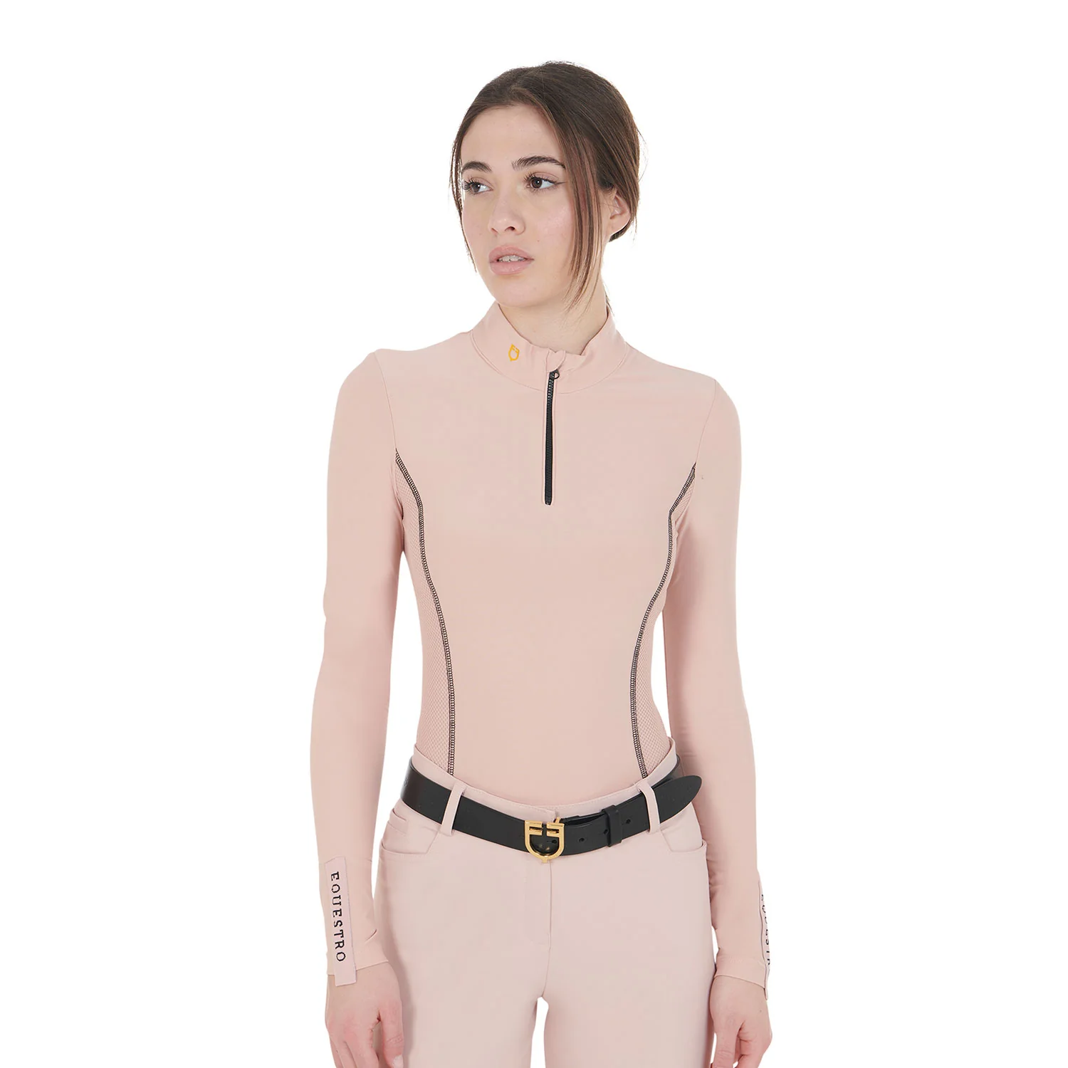 Equestro Women's Long-Sleeved Training Technical Polo Shirt