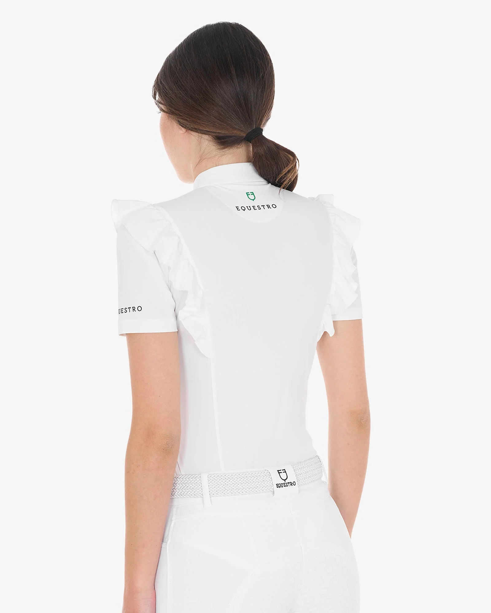 Equestro Women's Slim Fit Competition Polo Shirt With Ruffles - Image 2