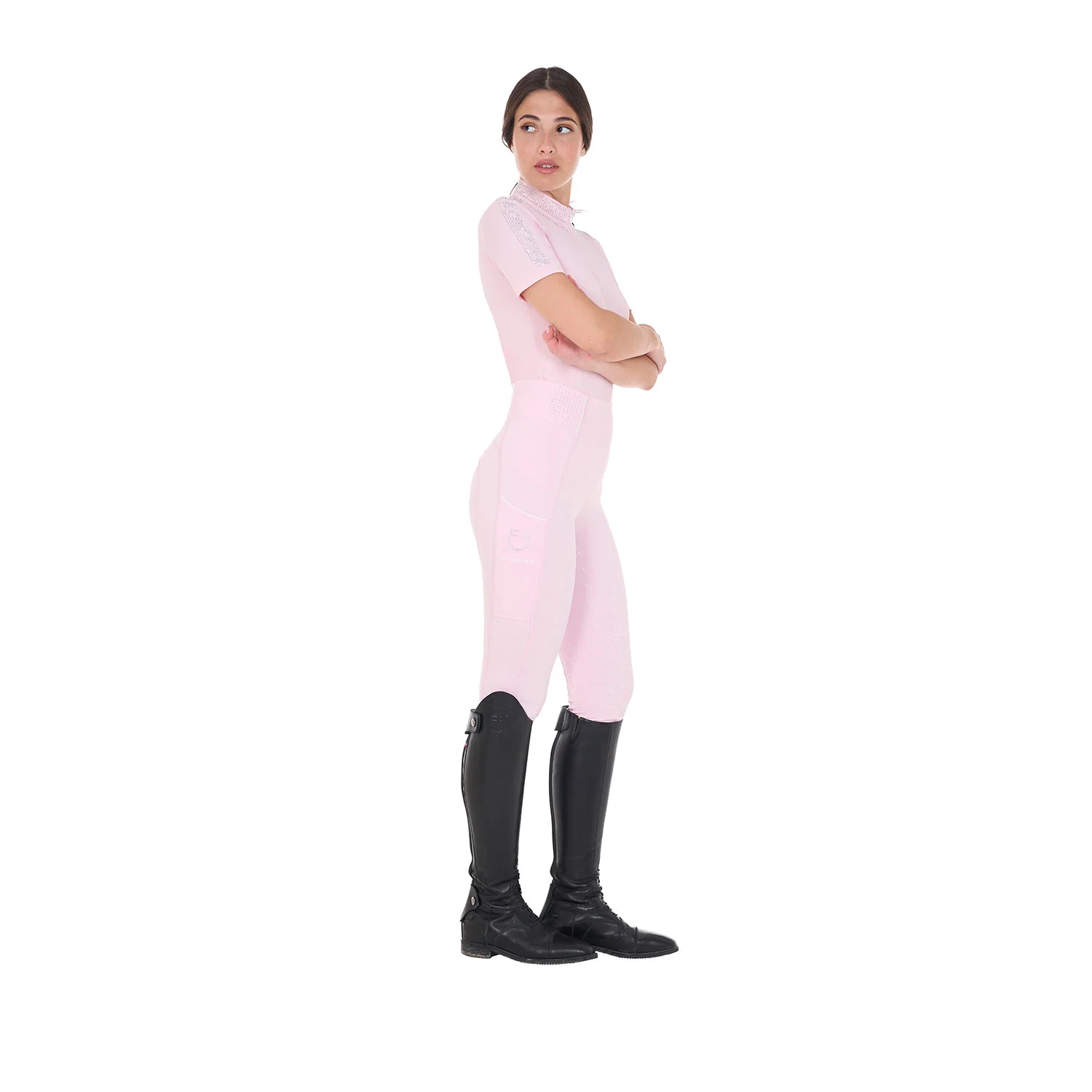 Equestro Women's Slim Fit High-Waisted Leggings with Rhinestones - Image 16