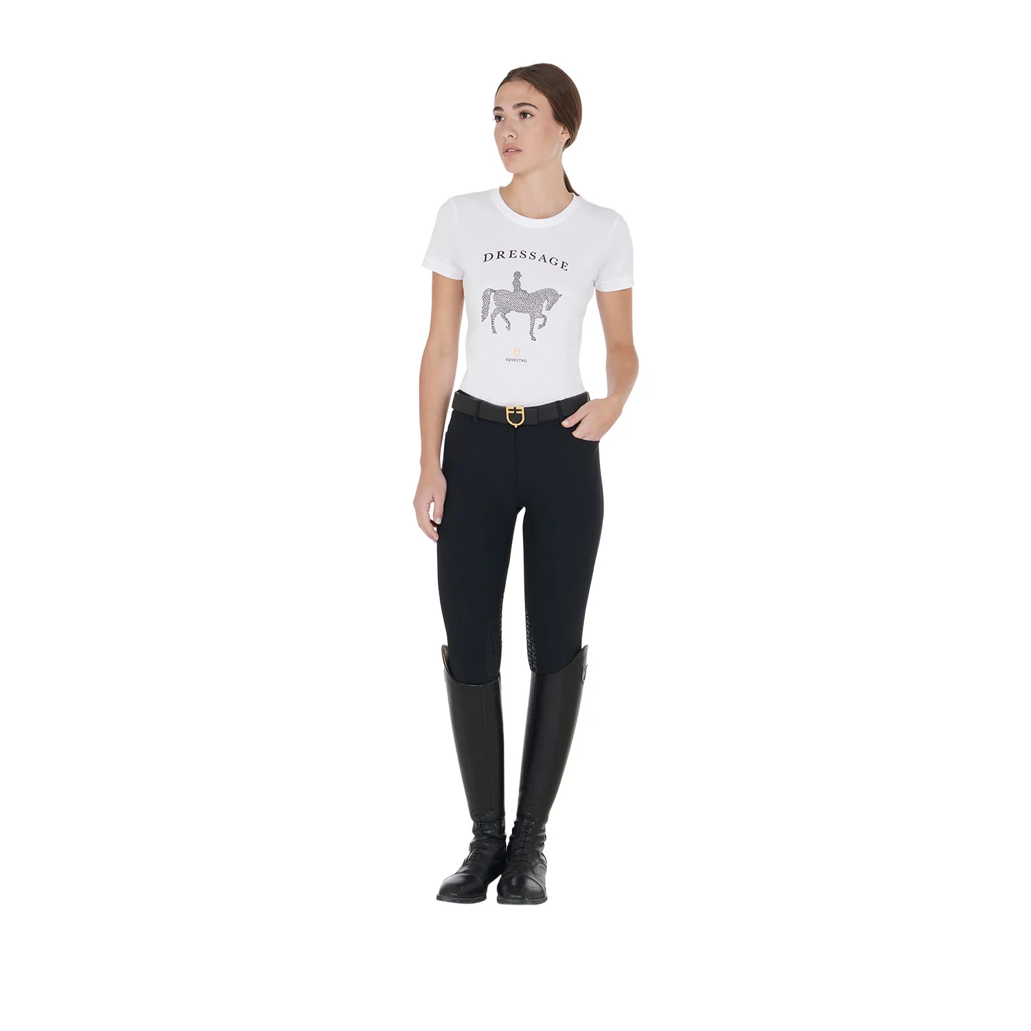 Equestro Women's Slim Fit T-Shirt Dressage With Rhinestone - Image 8