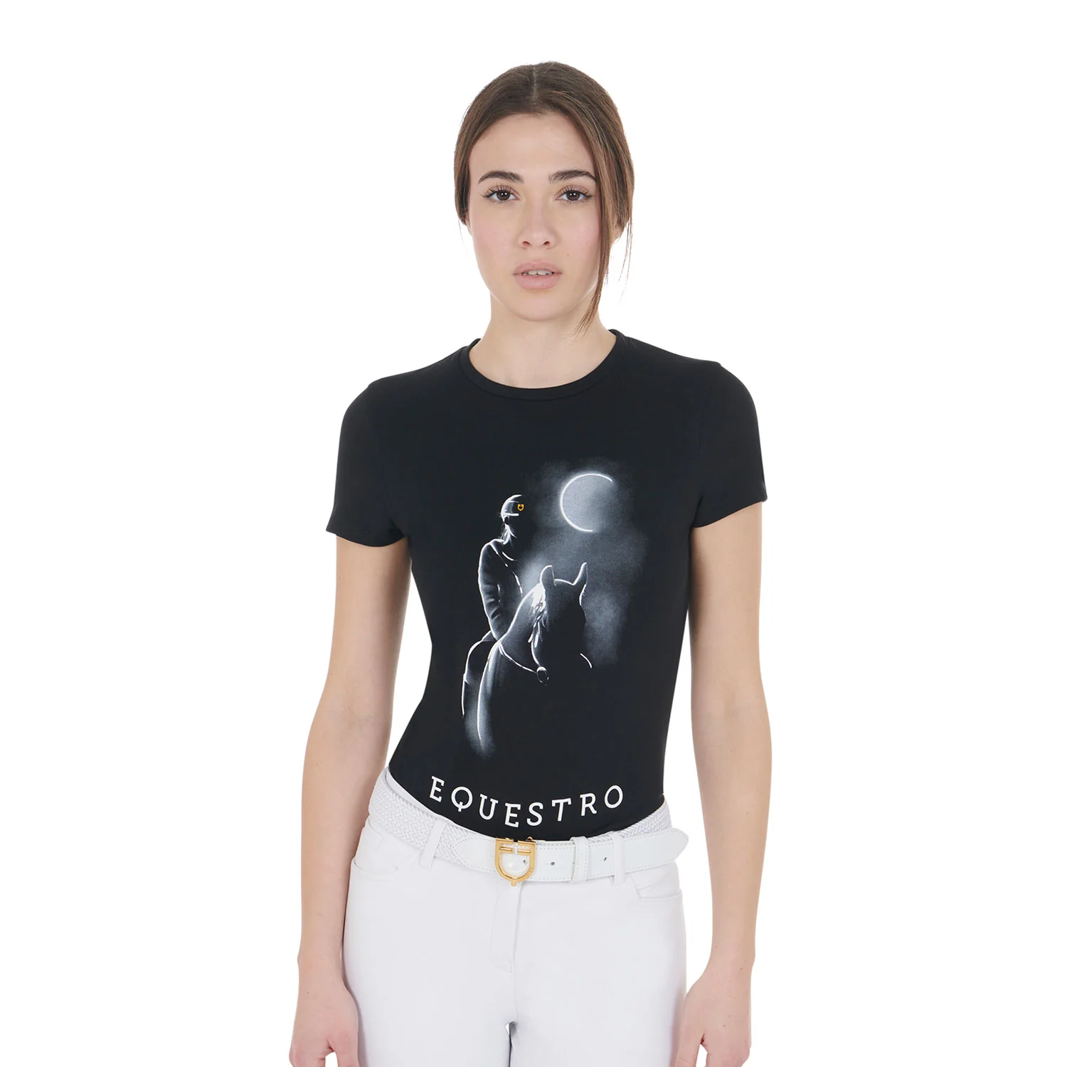 Equestro Women's Slim Fit T-Shirt Moonlight Print