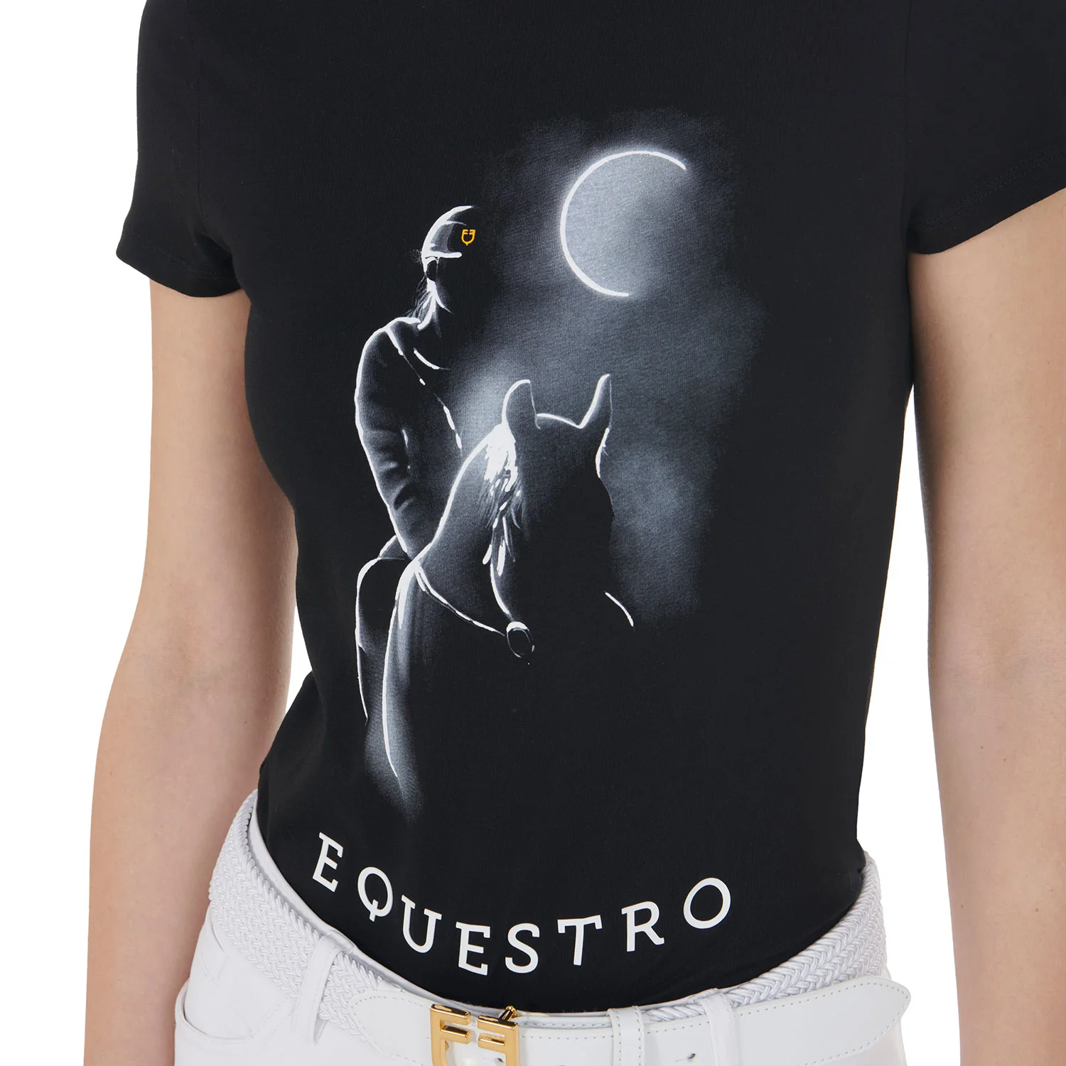 Equestro Women's Slim Fit T-Shirt Moonlight Print - Image 3