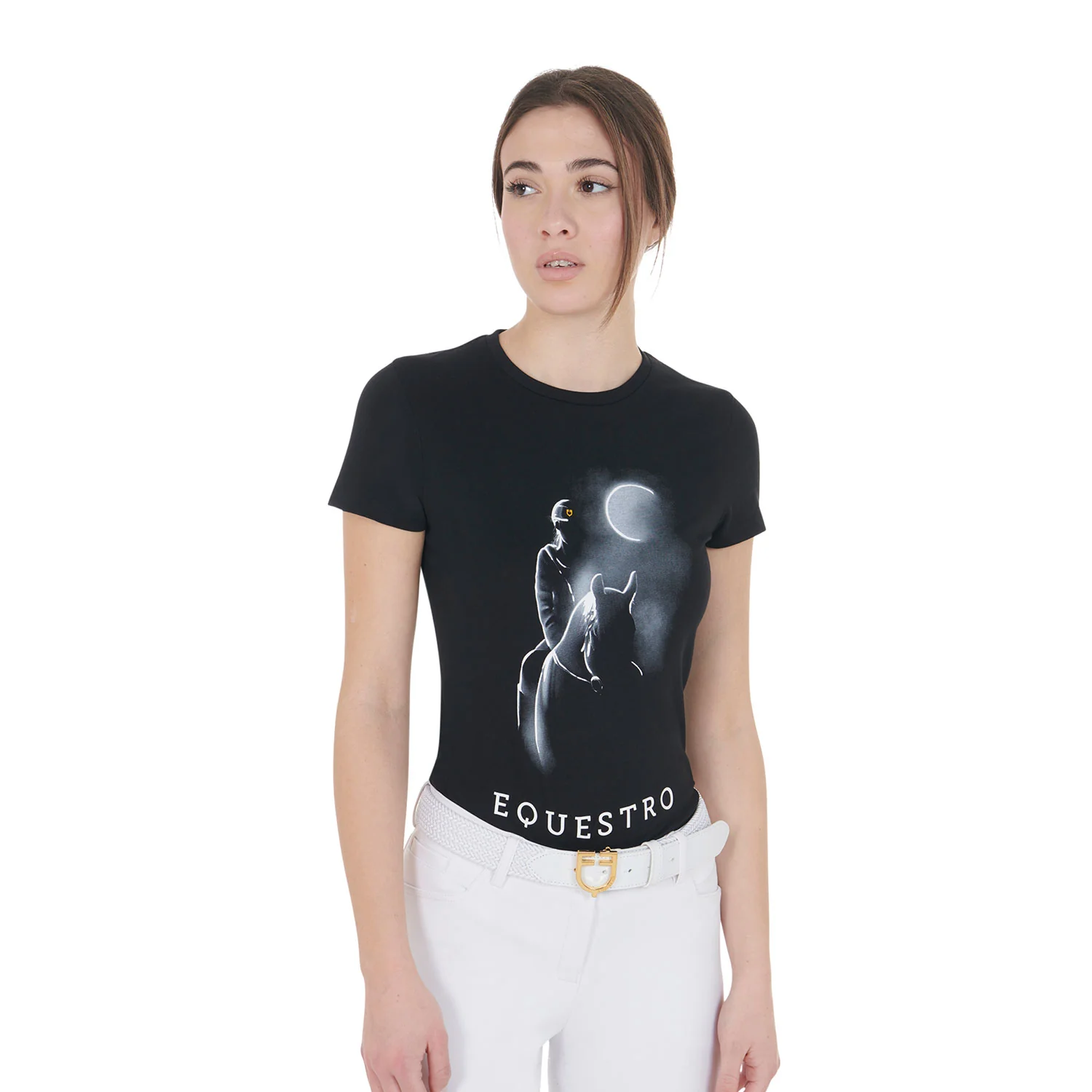 Equestro Women's Slim Fit T-Shirt Moonlight Print - Image 5
