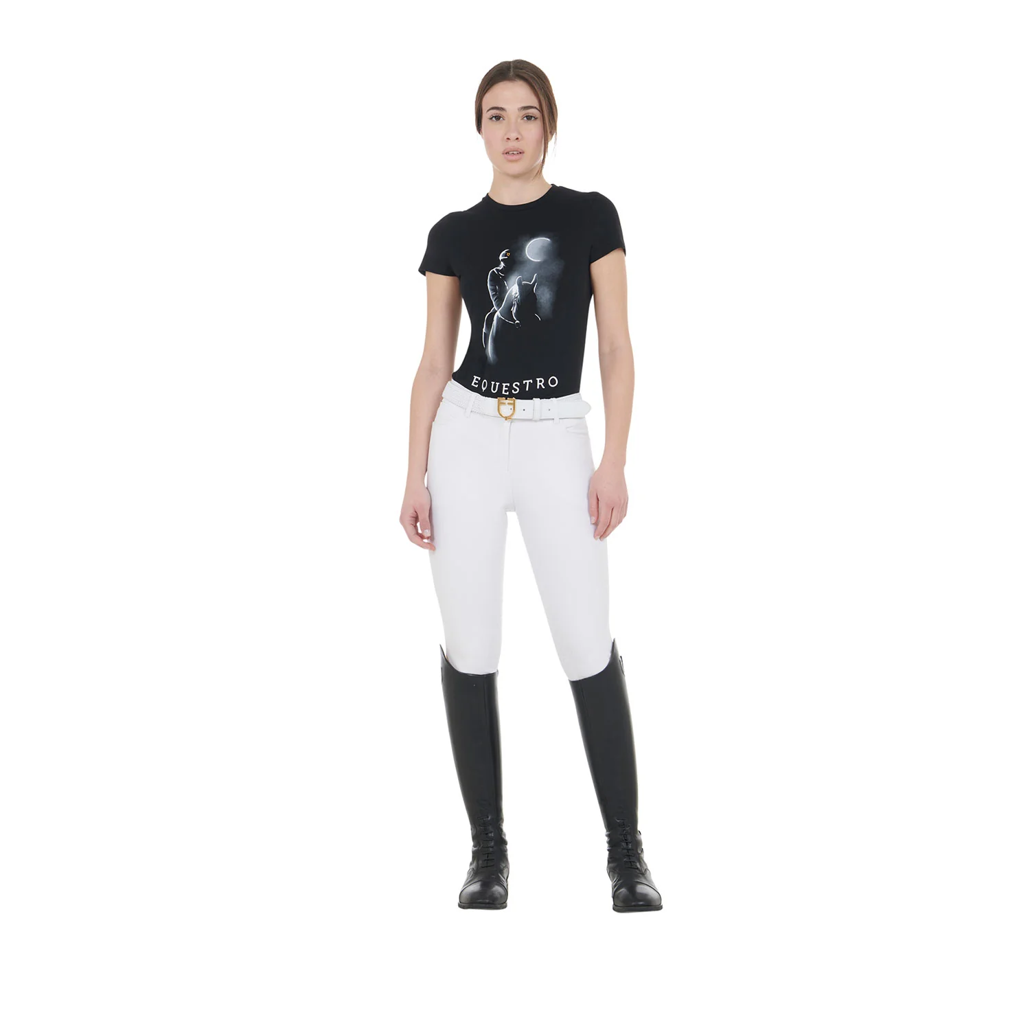 Equestro Women's Slim Fit T-Shirt Moonlight Print - Image 6