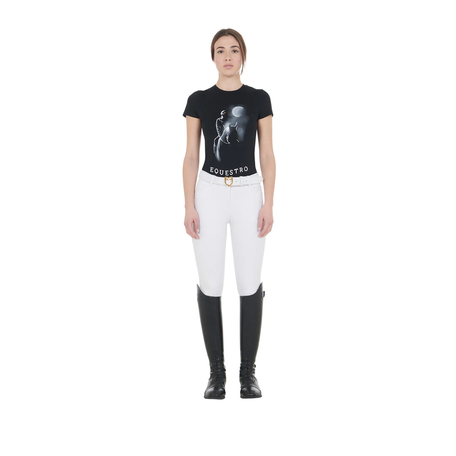 Equestro Women's Slim Fit T-Shirt Moonlight Print - Image 7