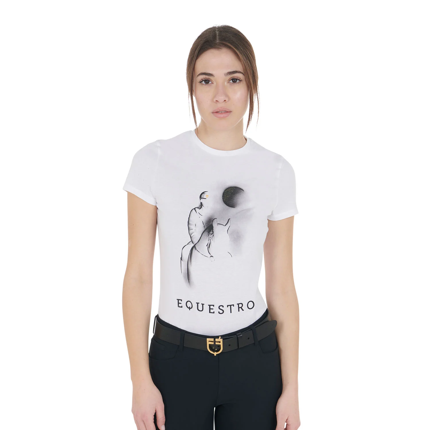 Equestro Women's Slim Fit T-Shirt Moonlight Print - Image 8