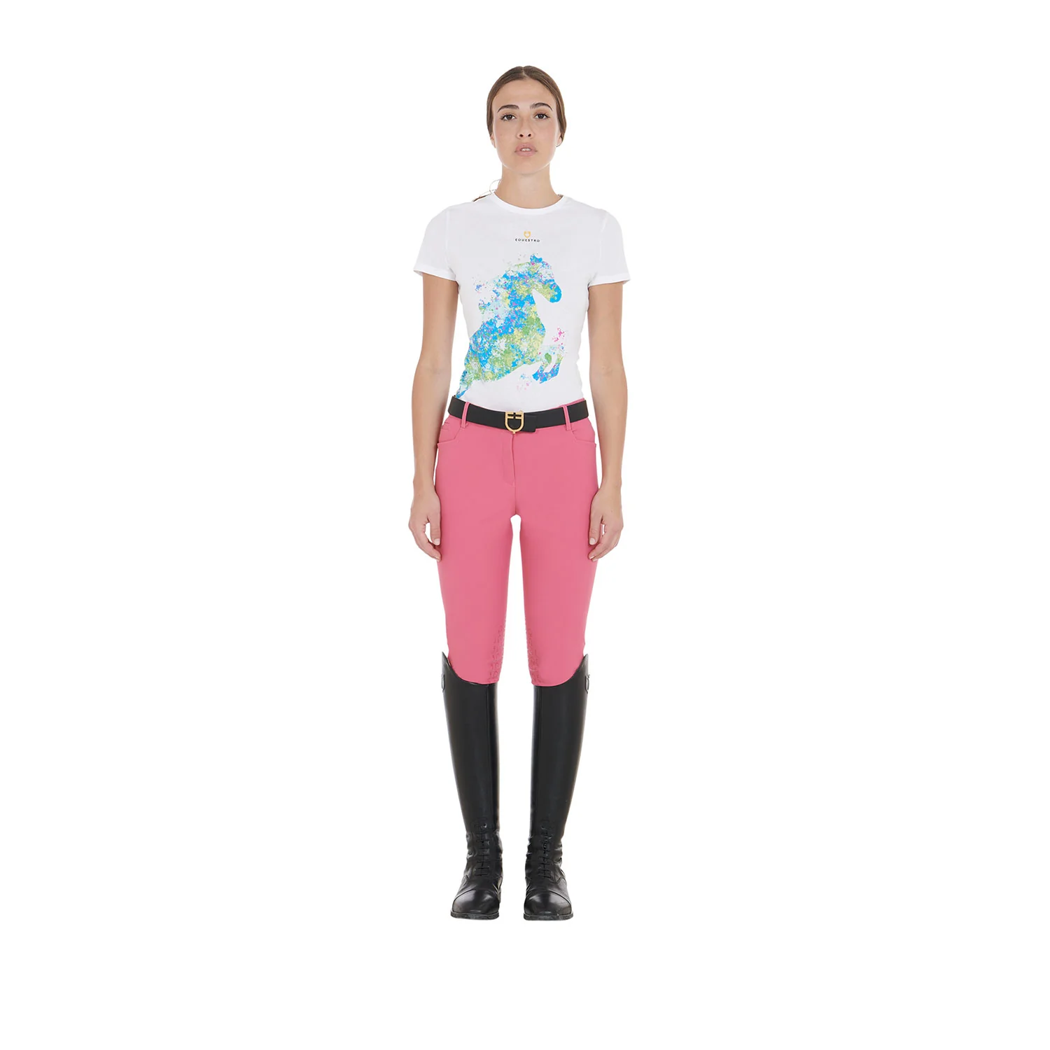 Equestro Women's Slim Fit T-Shirt With Abstract Horse Print - Image 10