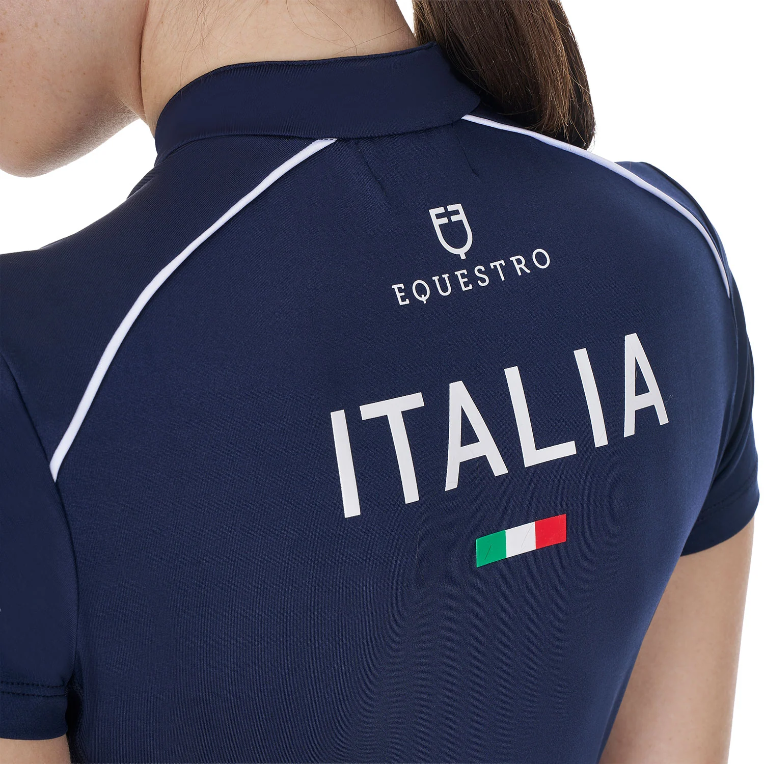 Equestro Women's Training Polo Shirt With Italian Flag Zip Equestro X Fise - Image 2