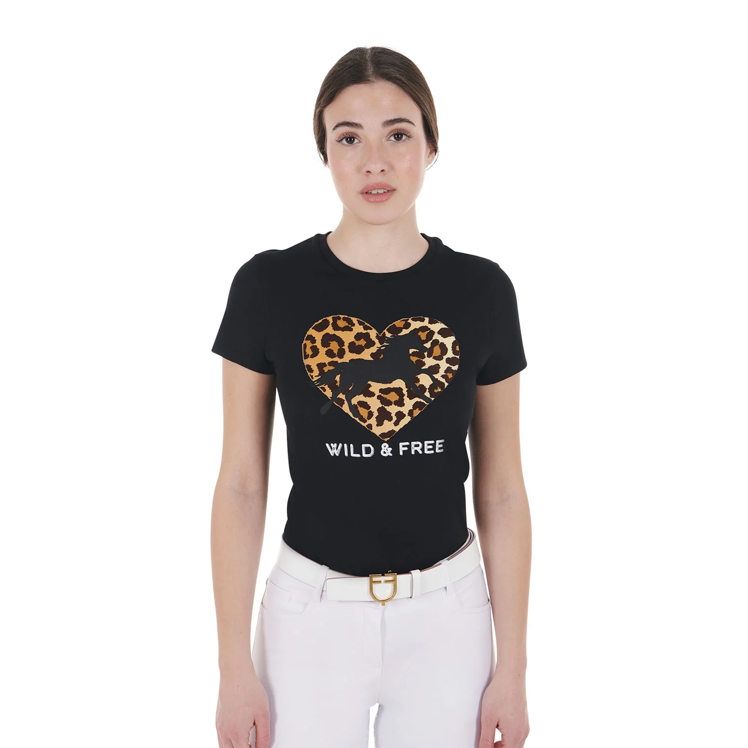 Equestro Women's Wild & Free Slim Fit Cotton T-Shirt