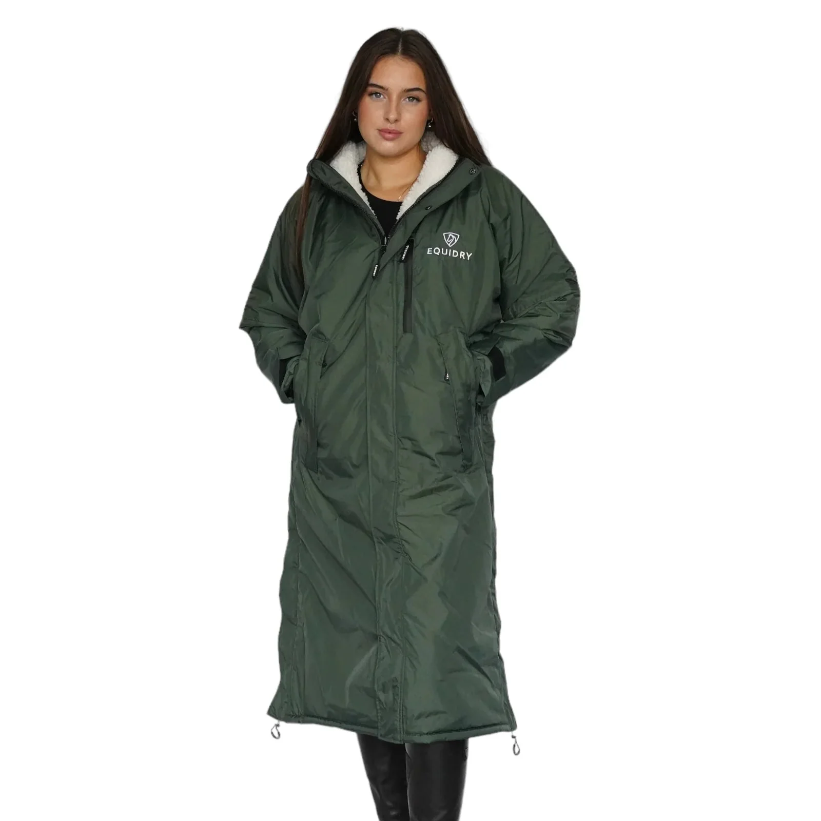 EQUIDRY Women's Thick Fleece Evolution Fixed Hood - Black Forest/Black - Image 2