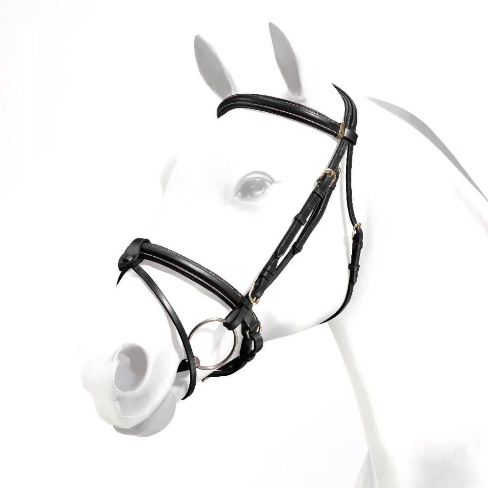 Equipe Rolled Browband Brass Fittings Flash Bridle - Image 2