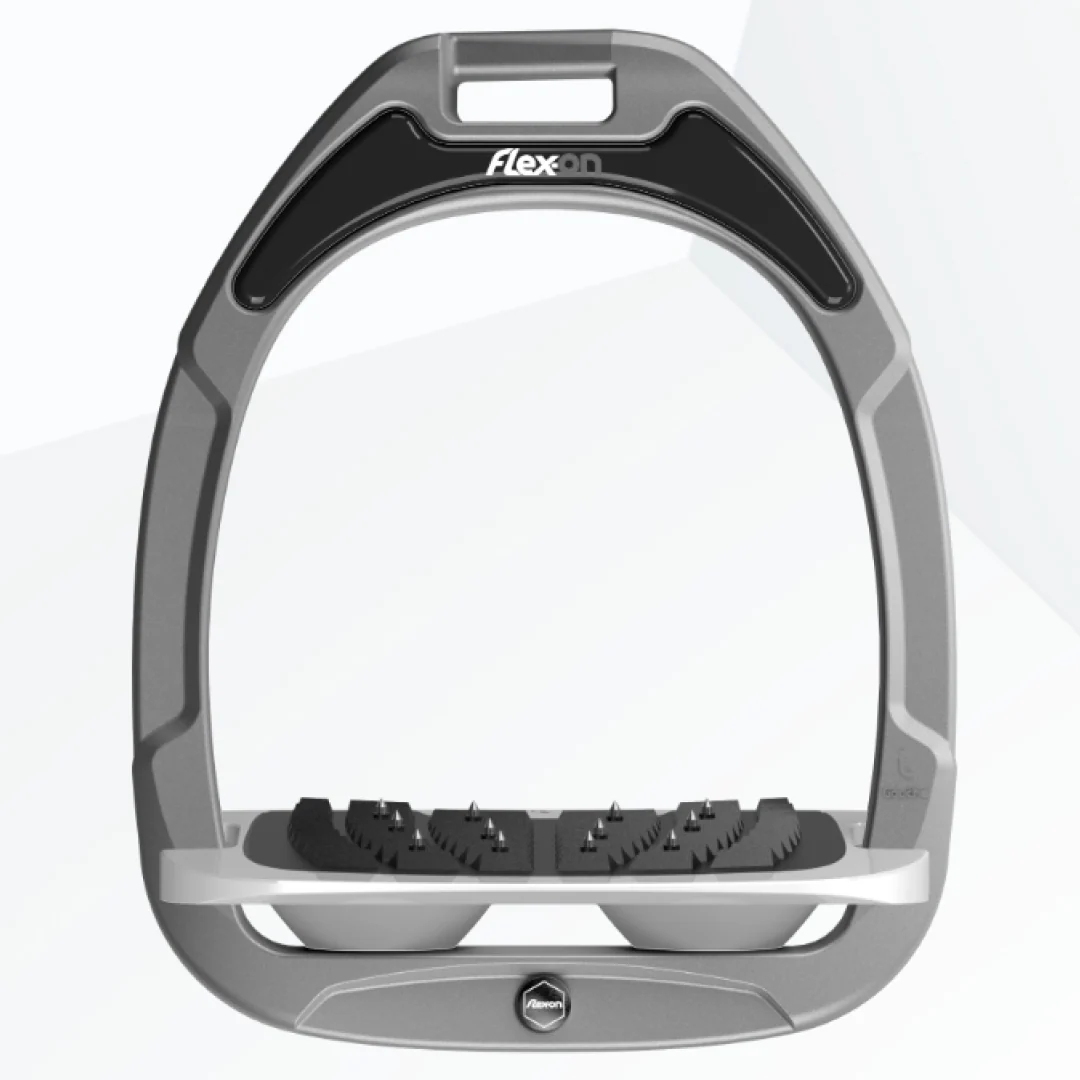 Flex-On Green Composite Inclined Ultra Grip Stirrups - Silver Grey/Grey/Grey