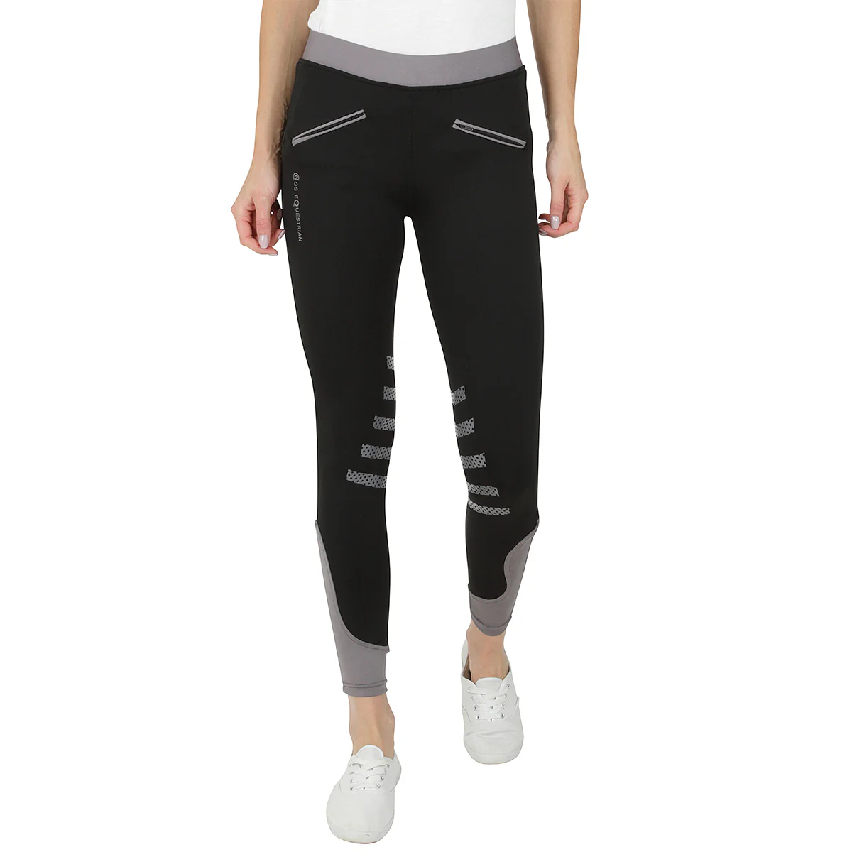 GS Equestrian Mariah Ladies Silicone Knee Contrast Riding Tights - Image 14
