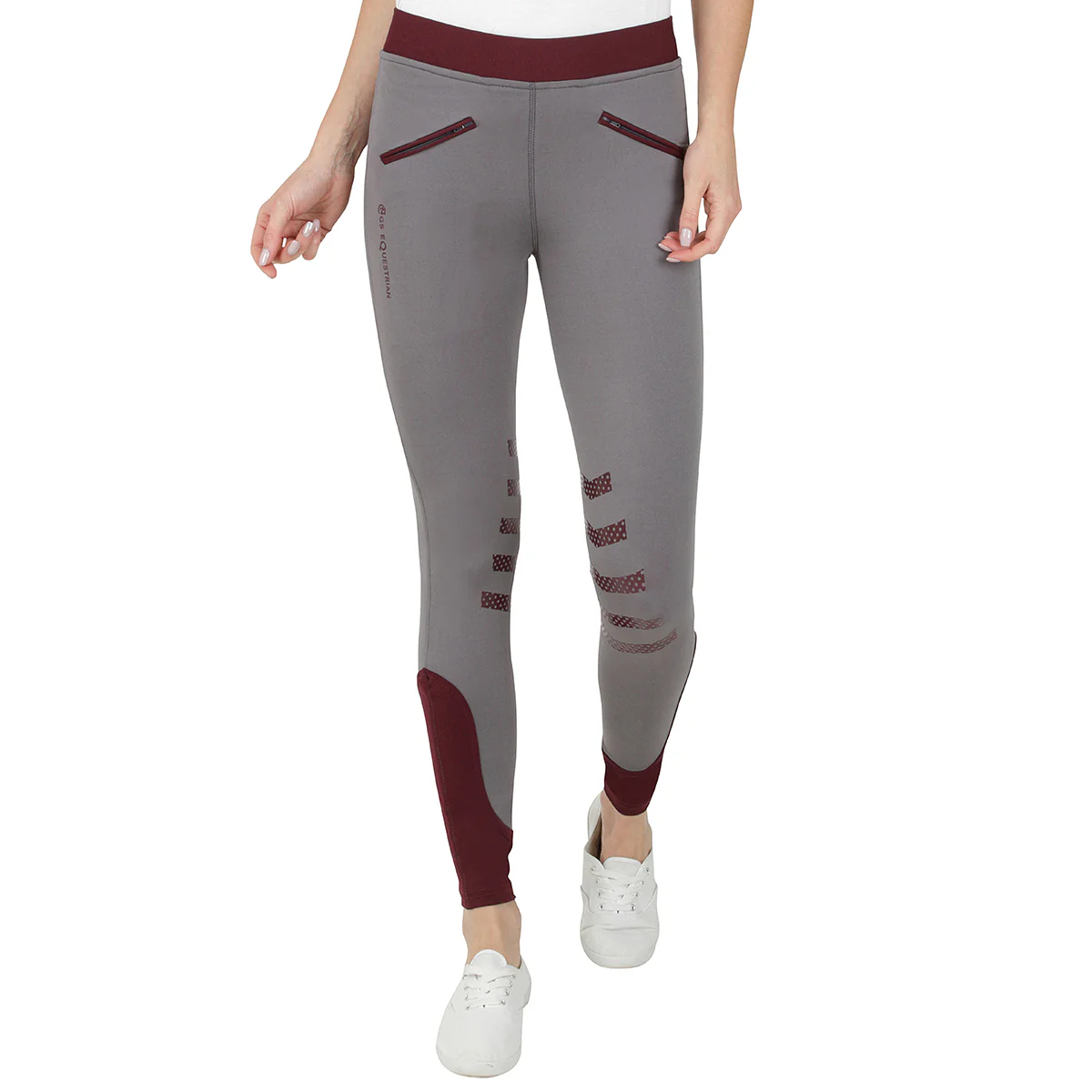 GS Equestrian Mariah Ladies Silicone Knee Contrast Riding Tights - Image 5