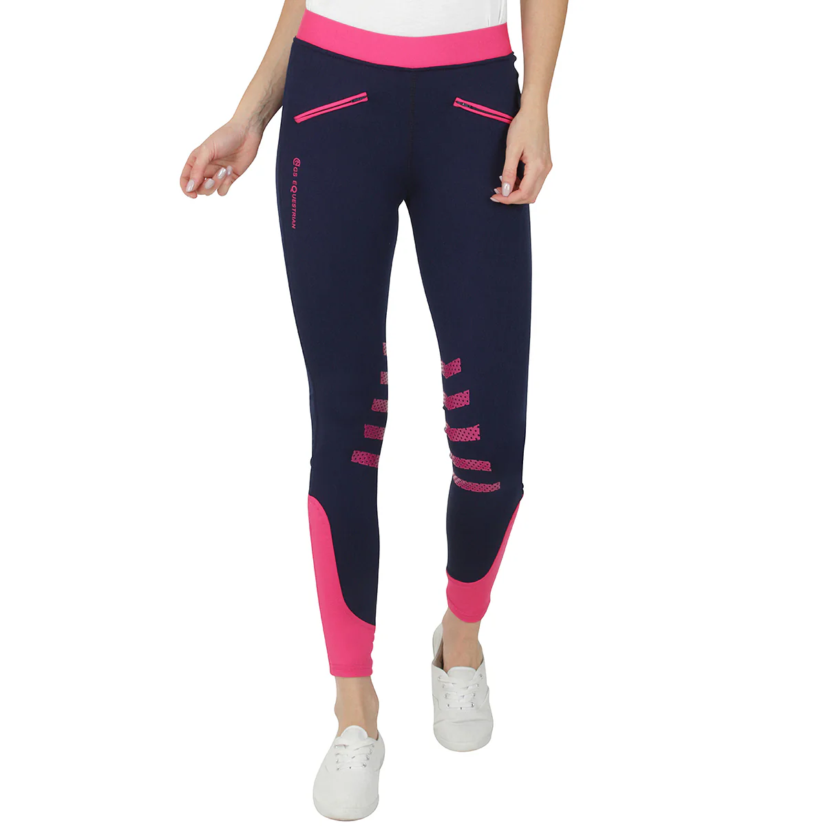 GS Equestrian Mariah Ladies Silicone Knee Contrast Riding Tights - Image 6
