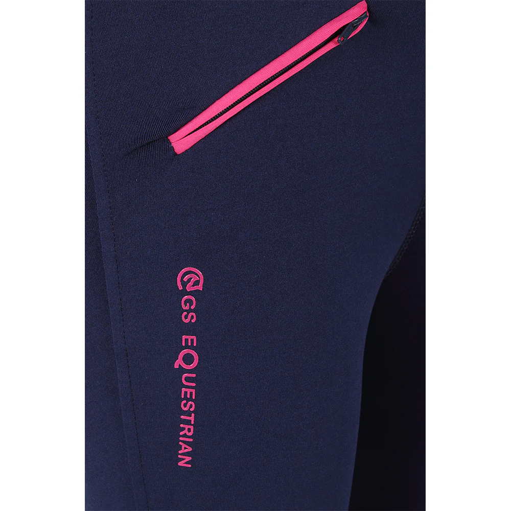 GS Equestrian Mariah Ladies Silicone Knee Contrast Riding Tights - Image 9