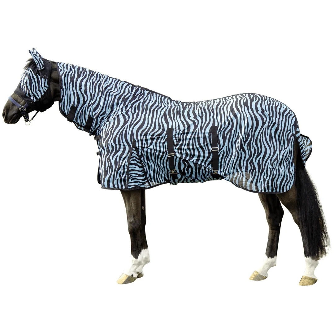 HKM Zebra Aqua Fly Rug With Neck - Image 2