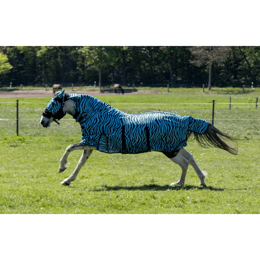 HKM Zebra Aqua Fly Rug With Neck - Image 4