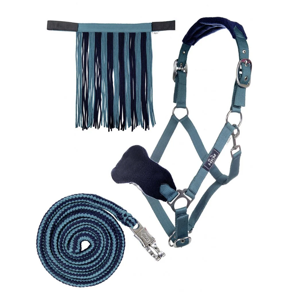 HKM Head Collar & Lead Rope with Panic Hook & Fly Fringe - Image 3