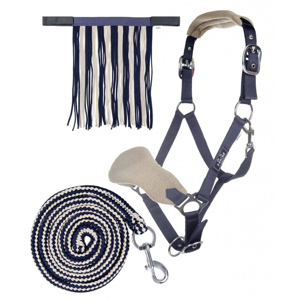 HKM Head Collar & Lead Rope with Snap Hook & Fly Fringe - Image 5