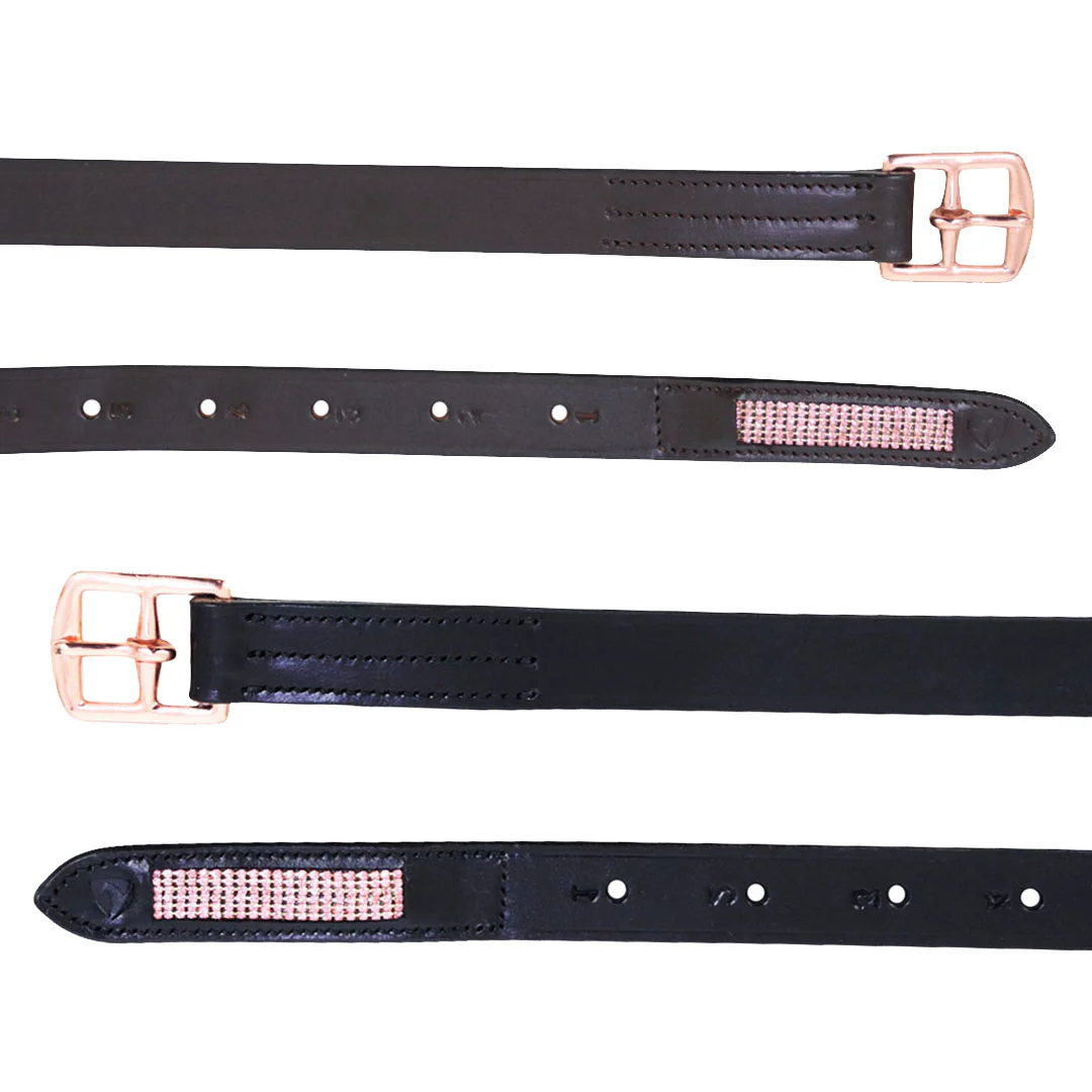 Hy Equestrian Rosciano Rose Gold Detail Stirrup Leathers - Image 3