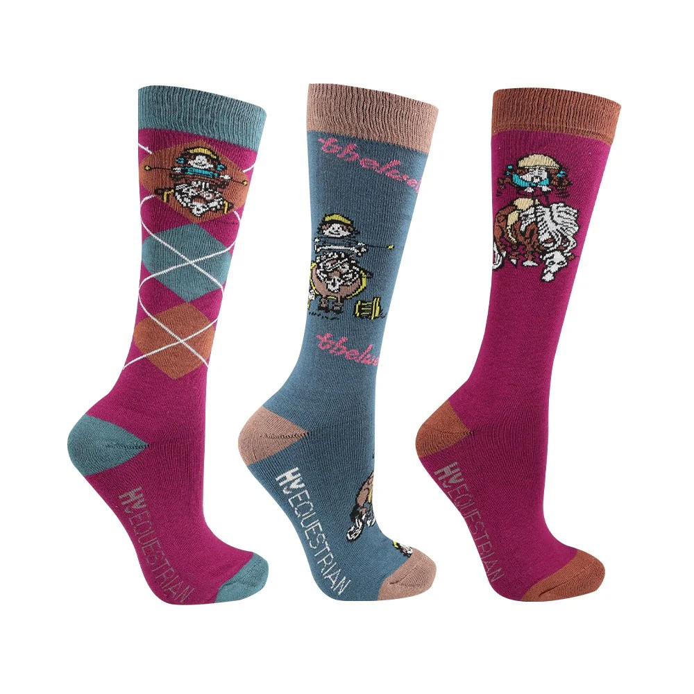 Hy Equestrian Thelwell Collection Pony Friends Socks - Pack of 3 - Image 2