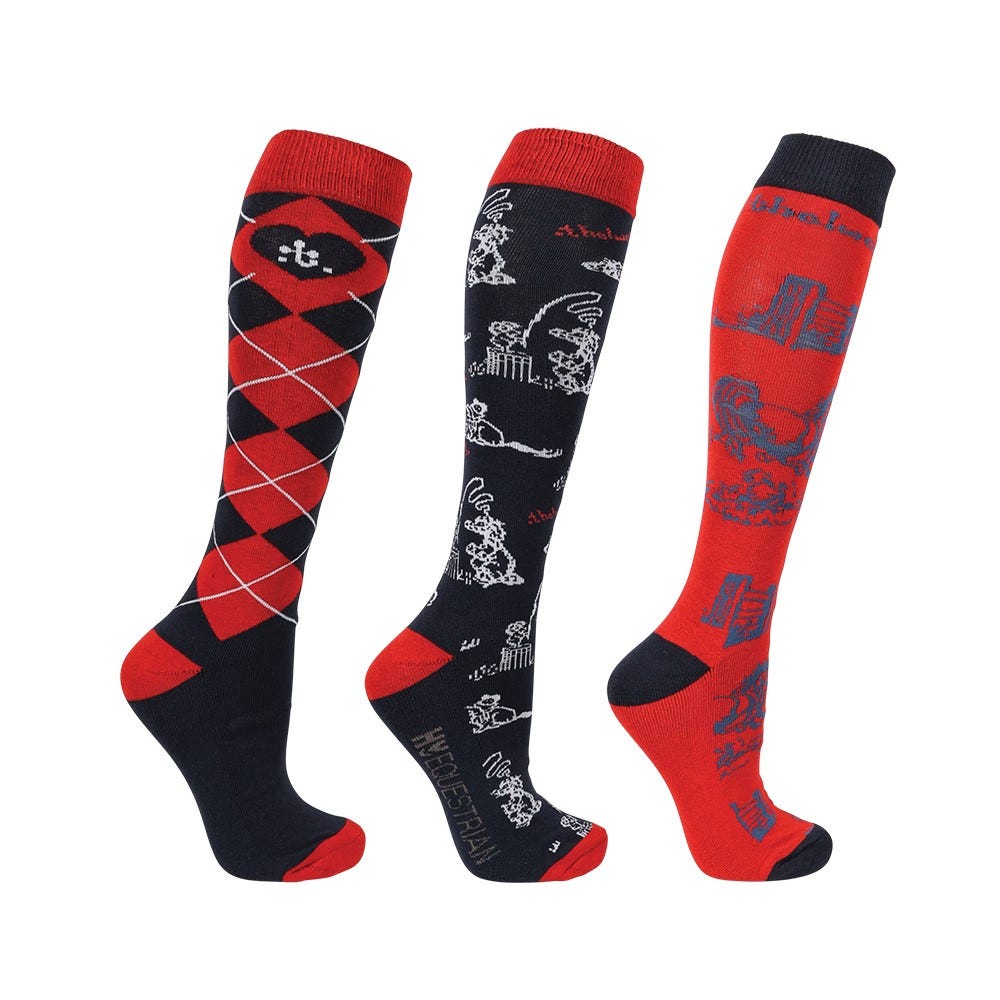 Hy Equestrian Thelwell Collection Practice Makes Perfect Socks Pack of 3
