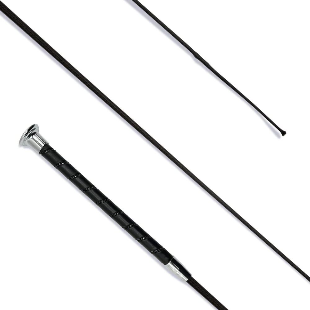 KM Elite Black Crystal Dressage Whip - Image 3
