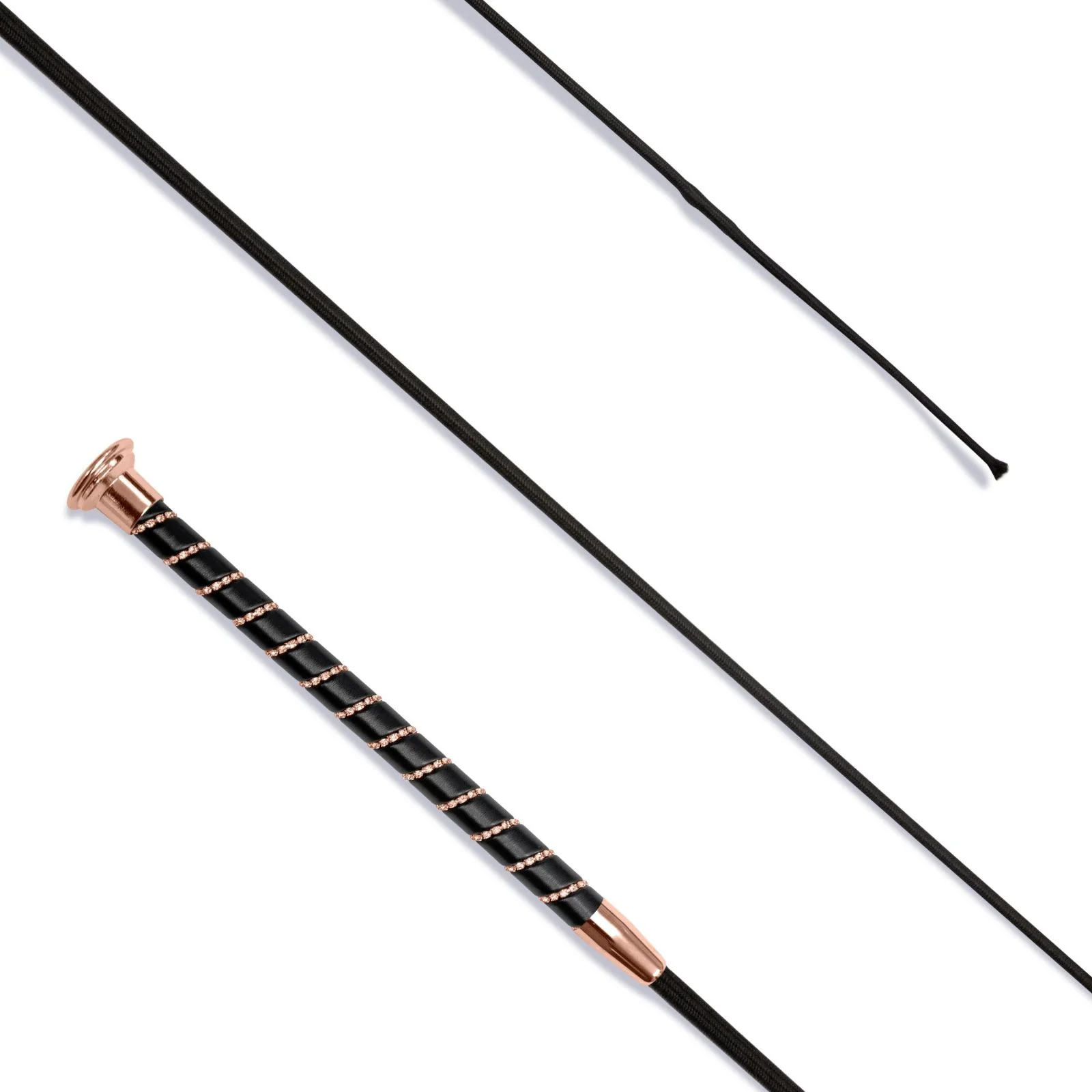KM Elite Dressage Whip Black Grip with Crystal Spiral