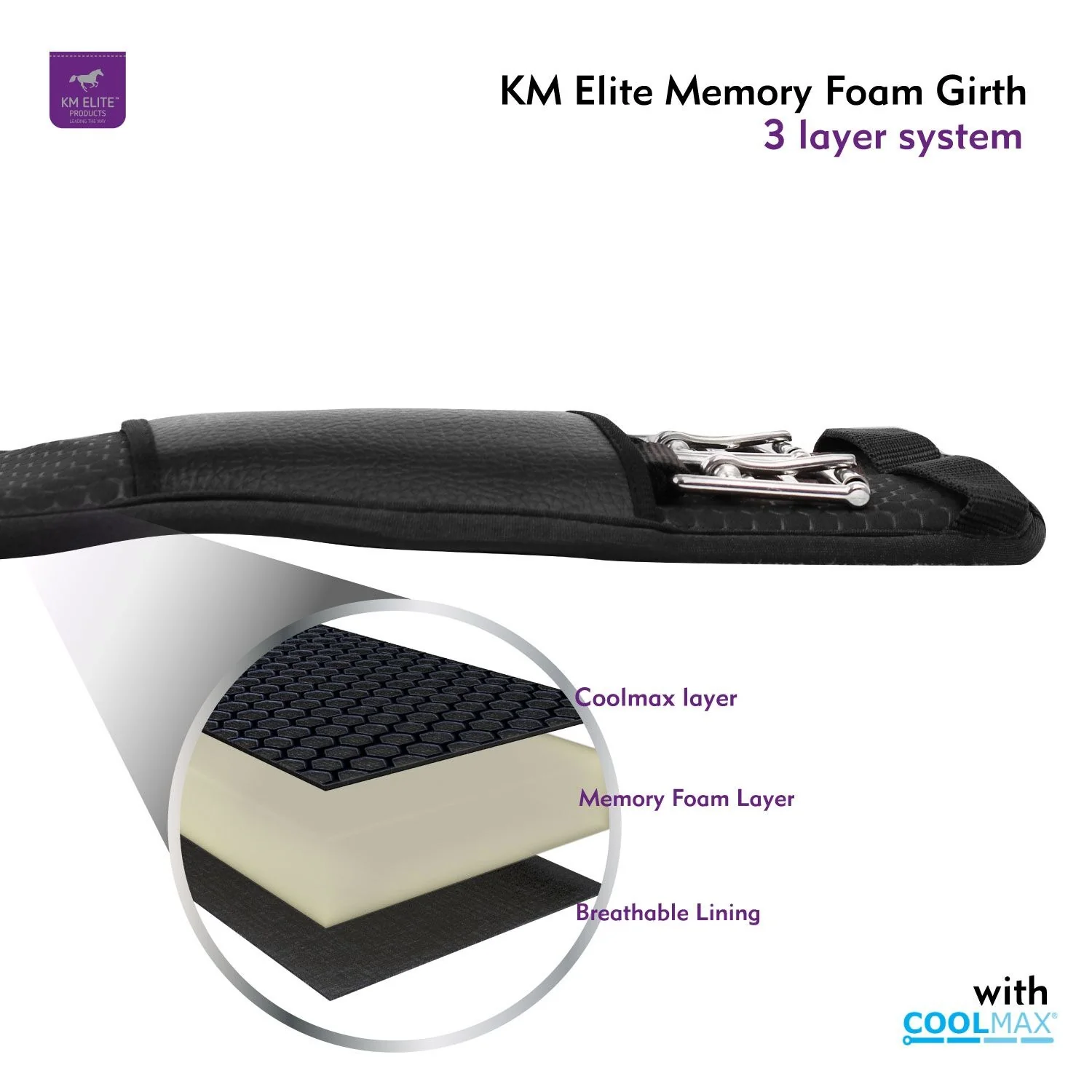 KM Memory Foam Dressage Girth - Image 2