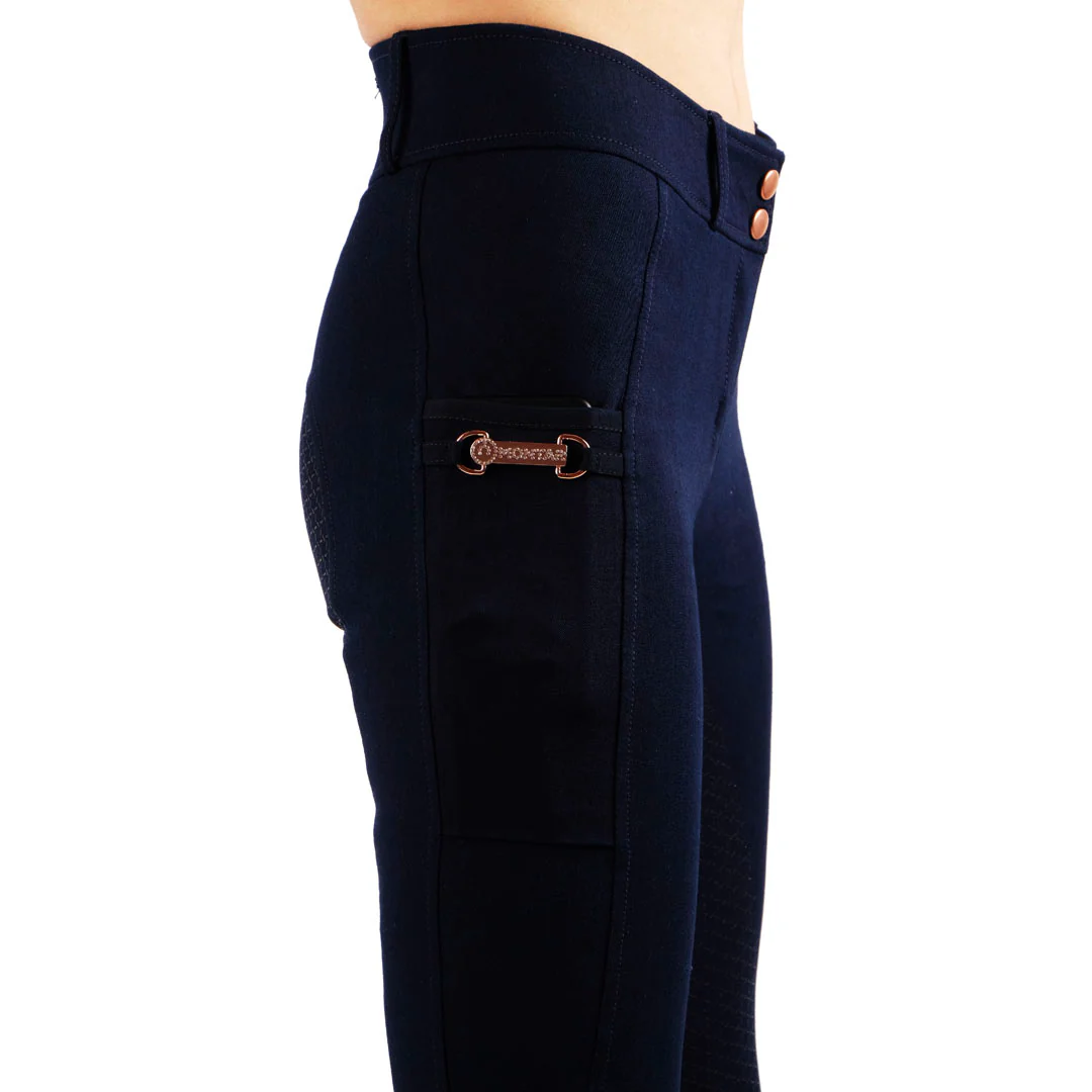Montar Holly Rose Gold Detail Ladies Full Grip Riding Breeches - Image 2