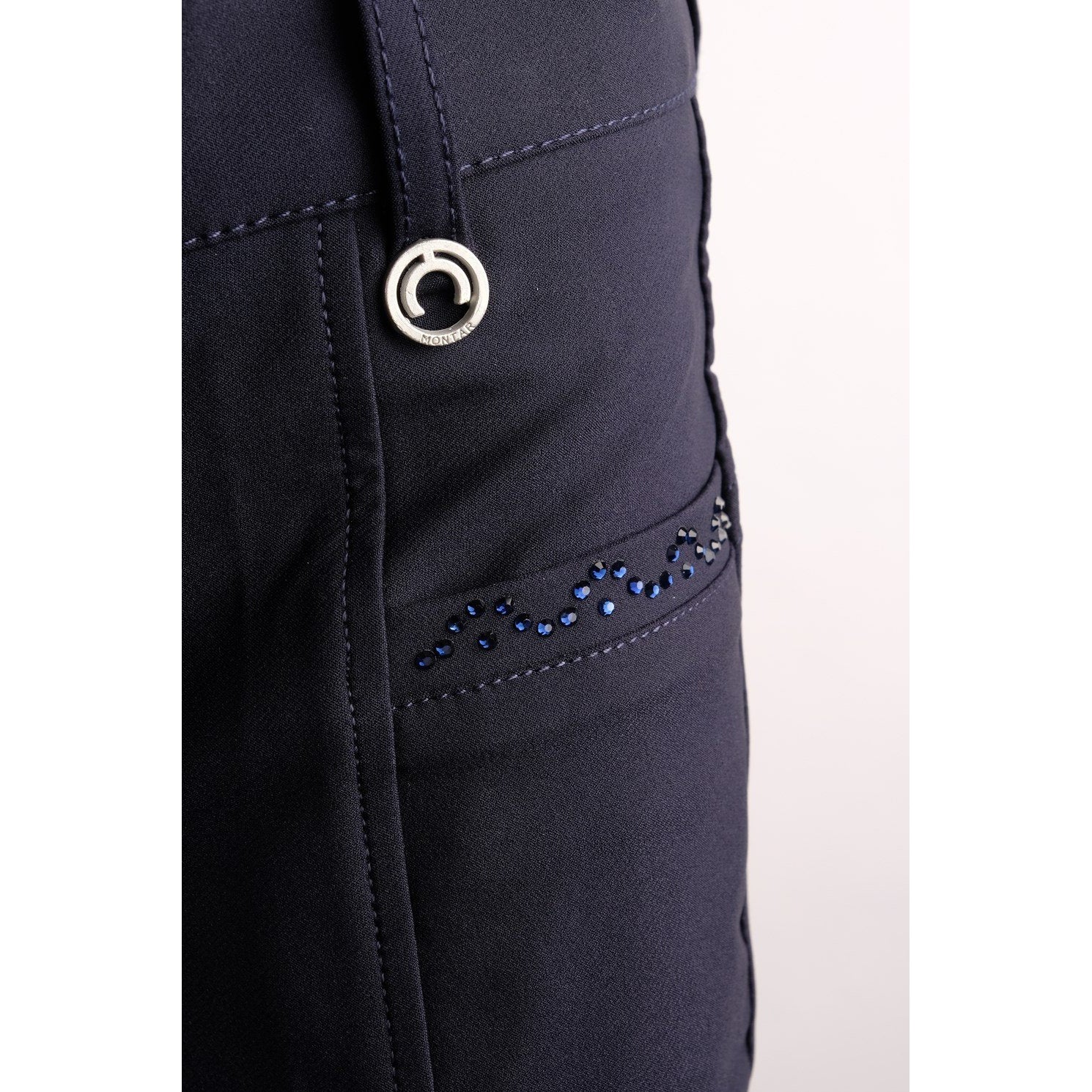 Montar Junior Crystal Yati Adjustable Navy Kneegrip Breeches - Image 2