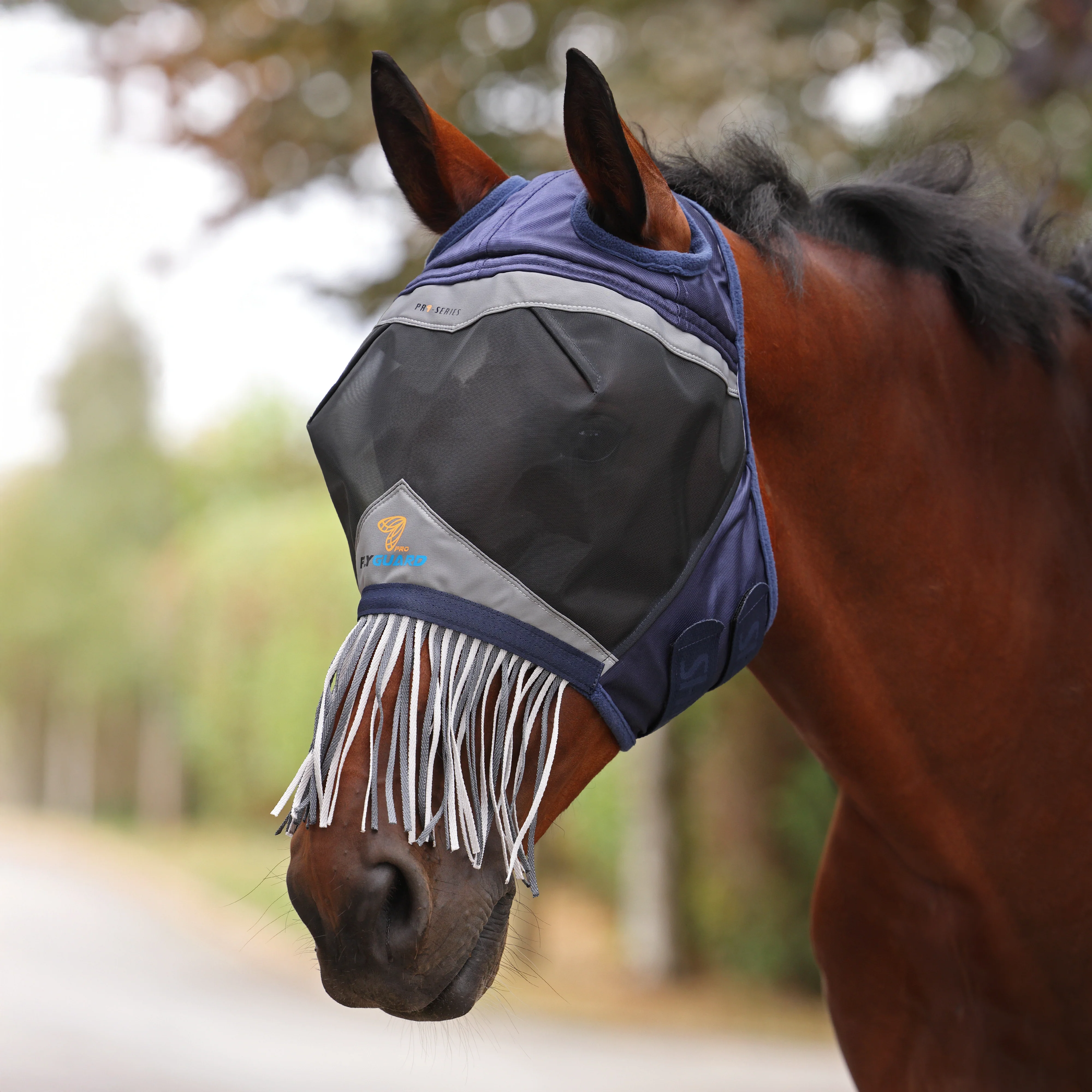 Shires FlyGuard Pro Fine Mesh Fly Mask with Ear Holes & Nose Fringe - Image 2